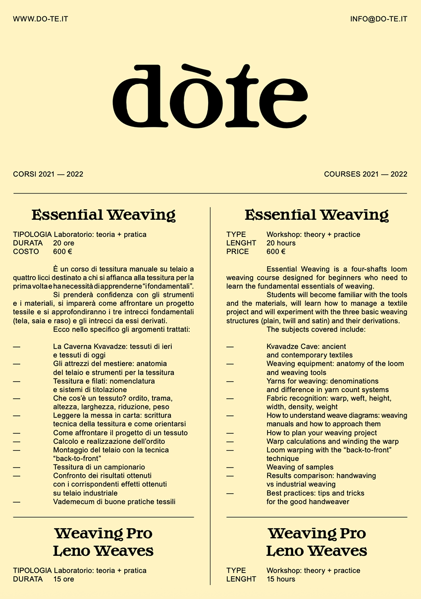 Dòte Textiles - Fonts In Use